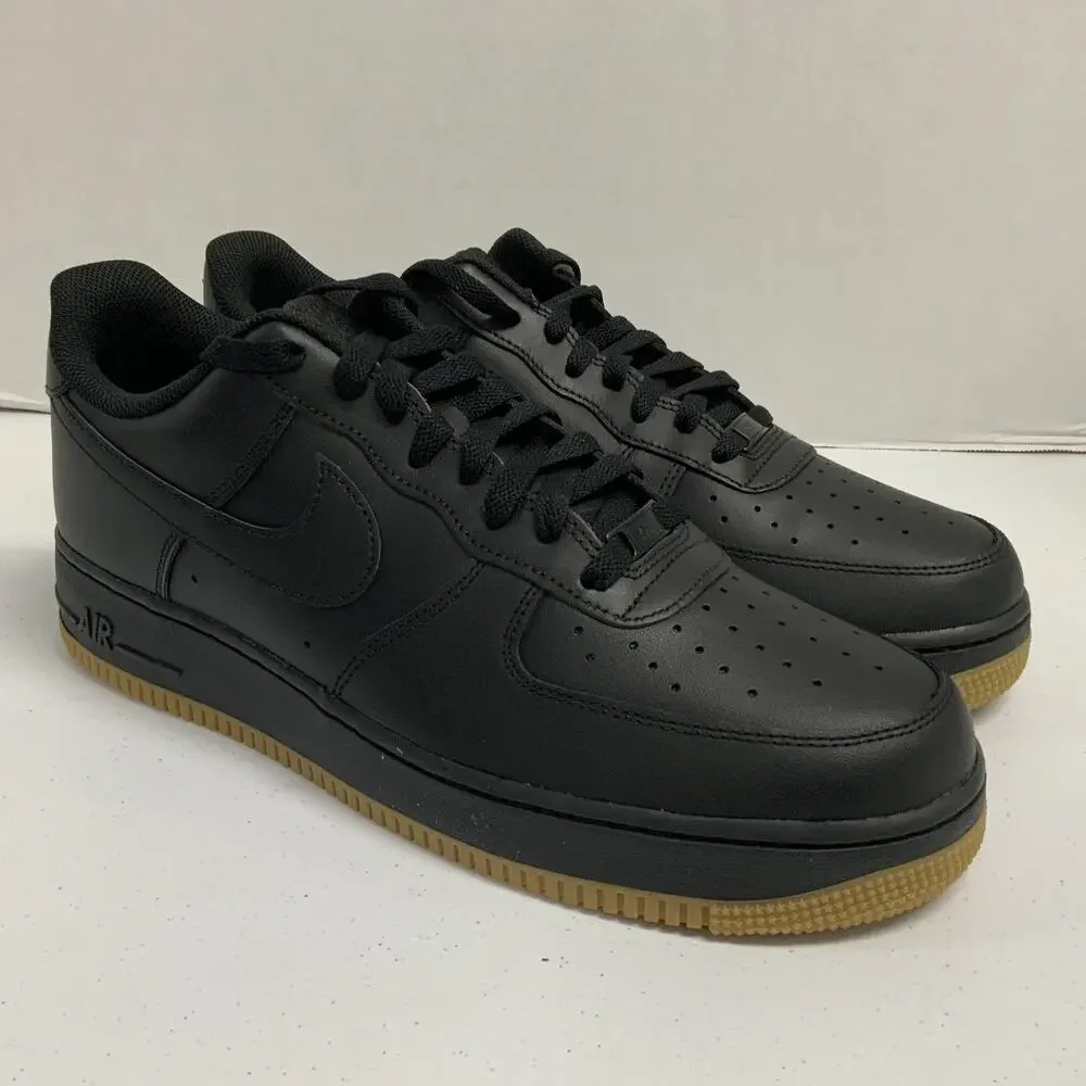 Nike Air Force 1 '07 Black Gum DZ4404 001 Size 13 Leather Light Brown Work Shoe